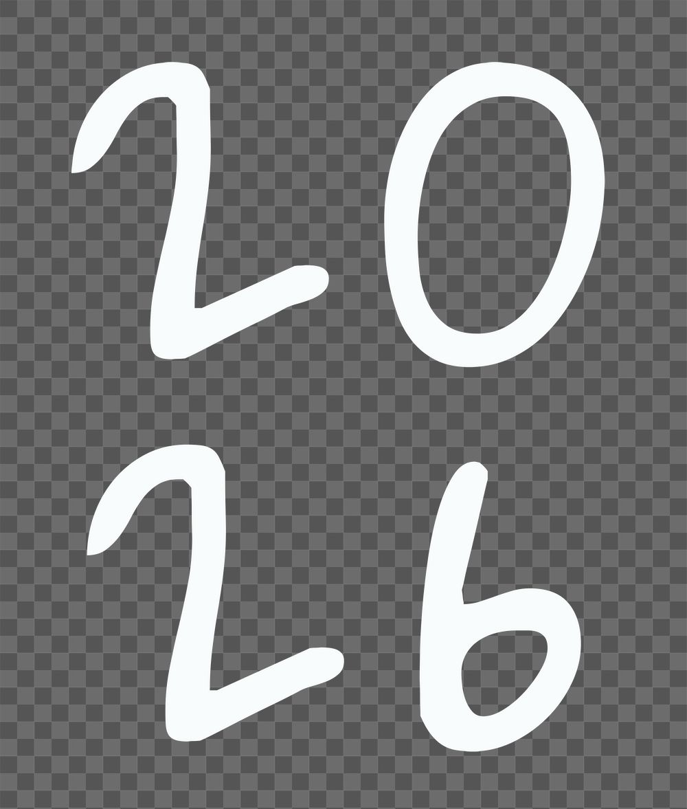 Year 2026 png white text typography