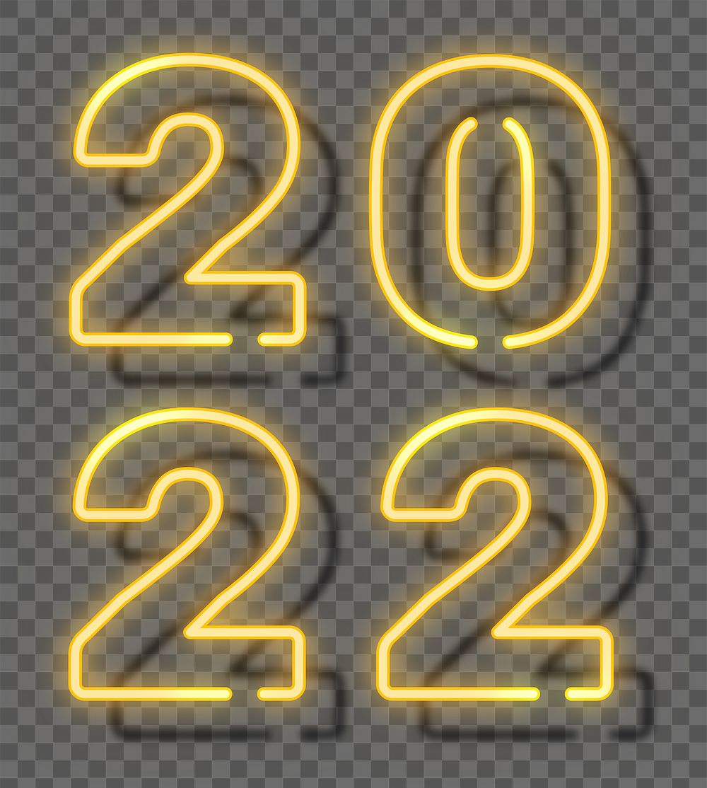 2022 neon png text, happy new year design