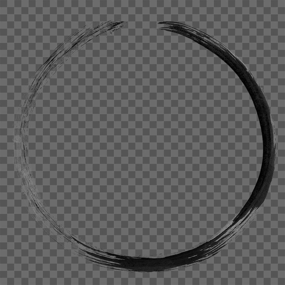 Round abstract black brush stroke transparent png