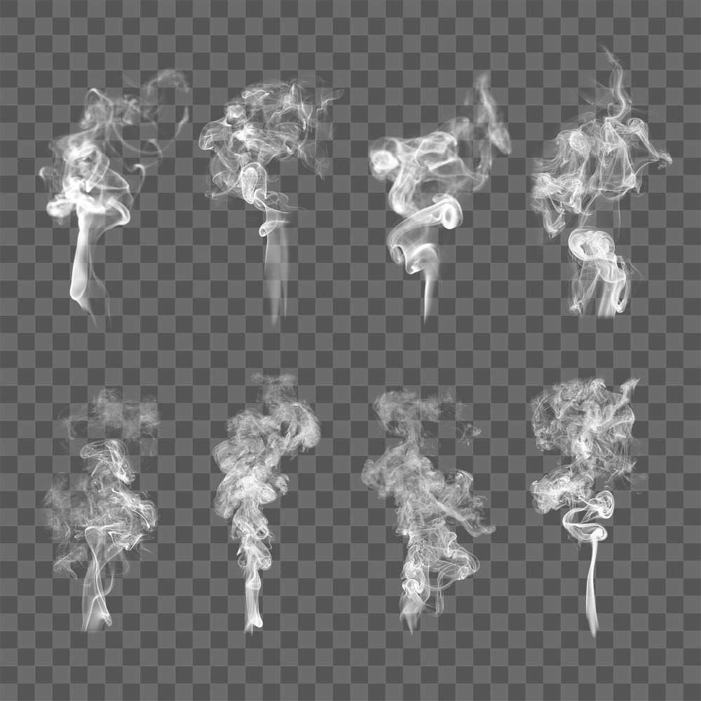 Smoke png textured effect in white realistic design set