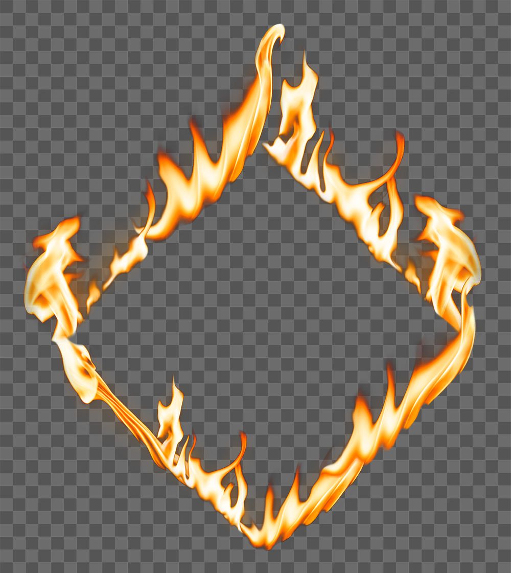 Flame png frame, square shape, realistic burning fire