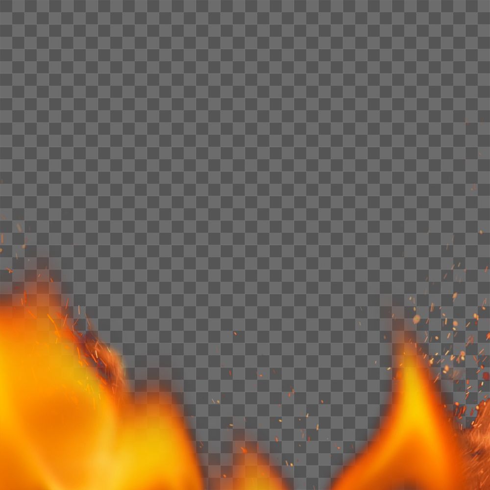 Flame png border, orange realistic fire transparent image