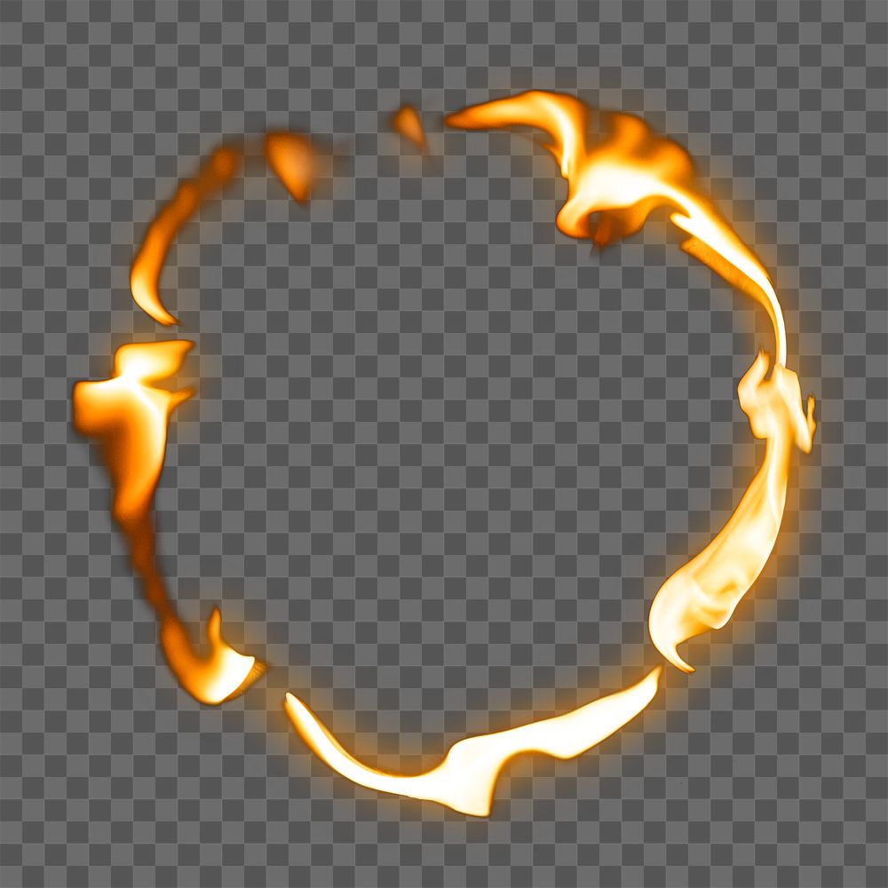 Flame png frame, circle shape, realistic burning fire