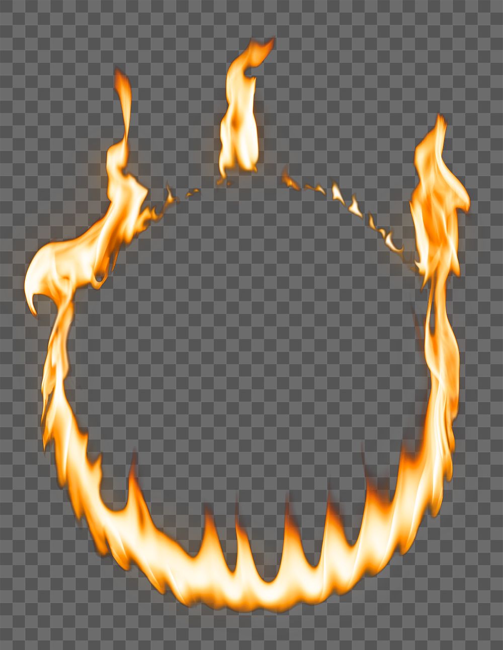 Flame png frame, circle shape, realistic burning fire