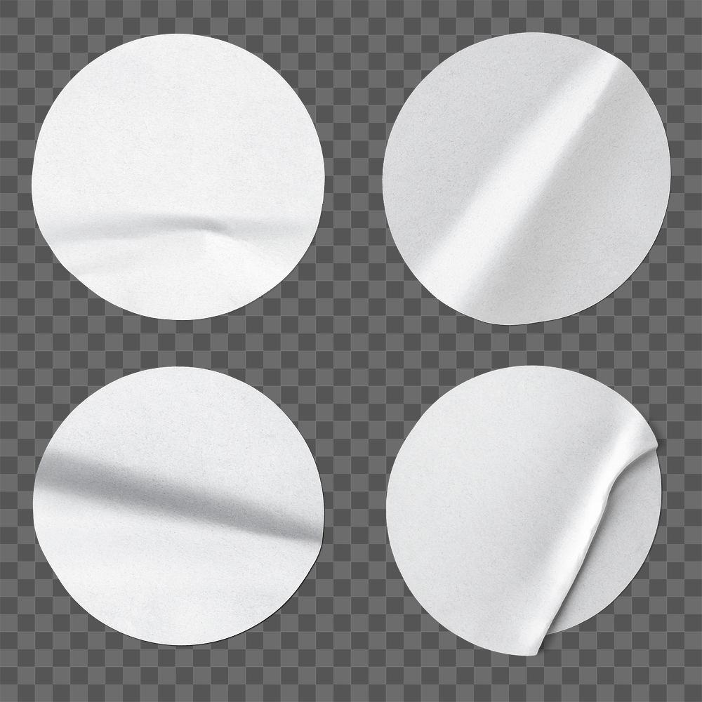 White sticker png, blank round shape, isolated object design