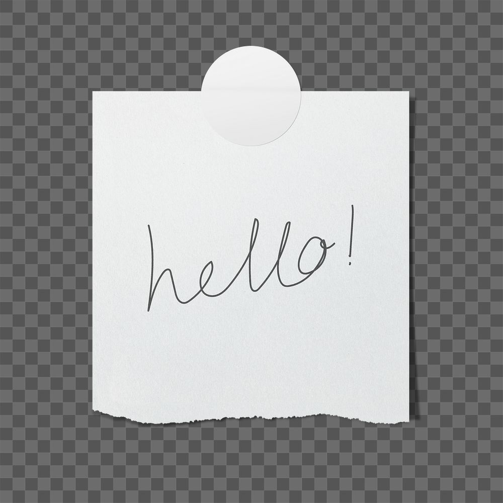 Hello png journal sticker, notepaper design, transparent background