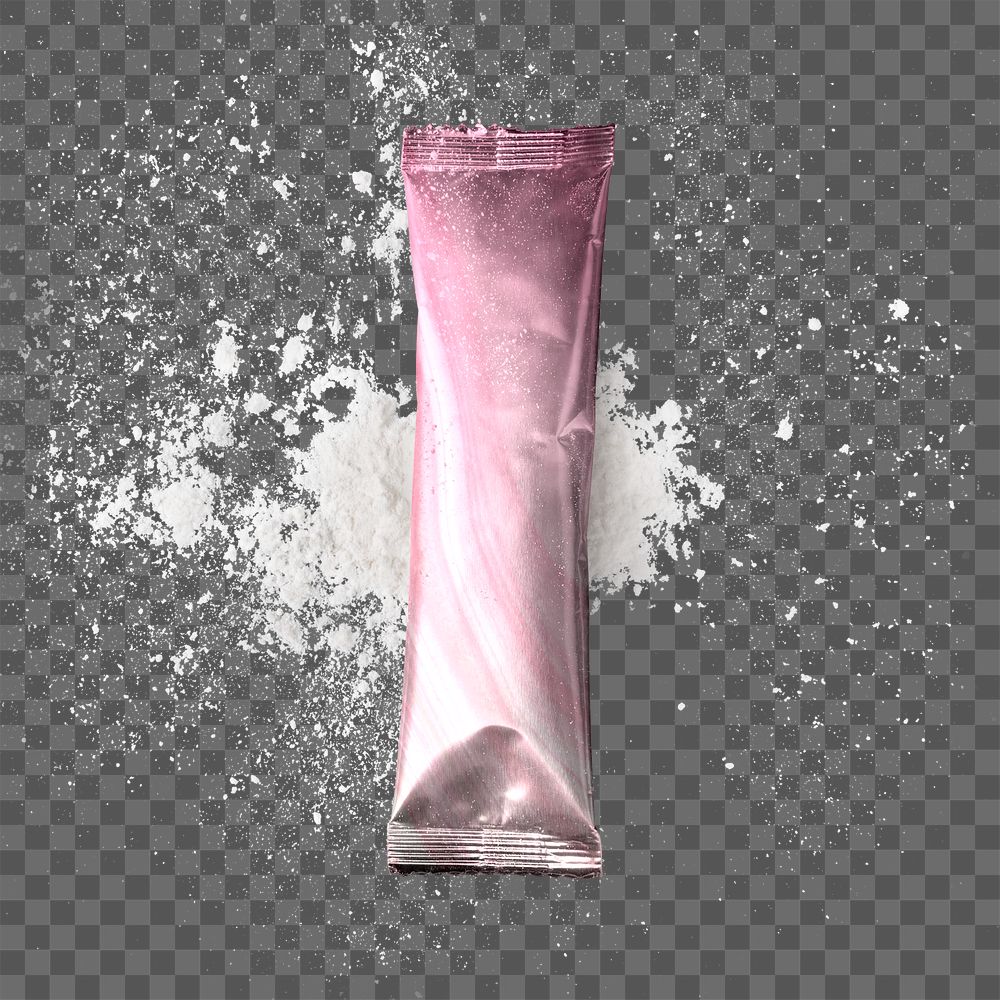 Pink stick sachet png, product packaging design