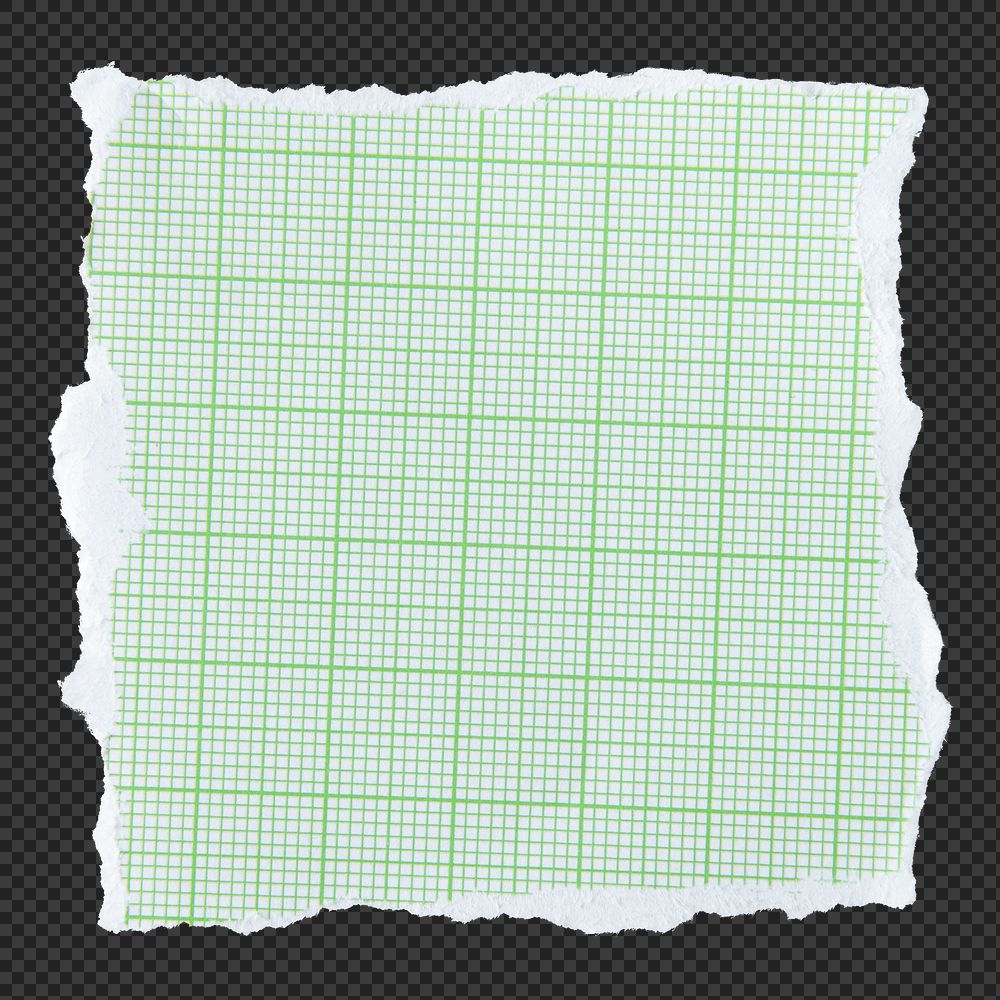 Green png grid paper note, stationery element, transparent background