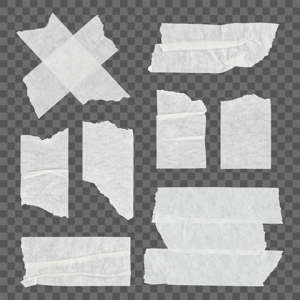 Wrinkled paper tape png, stationery design set