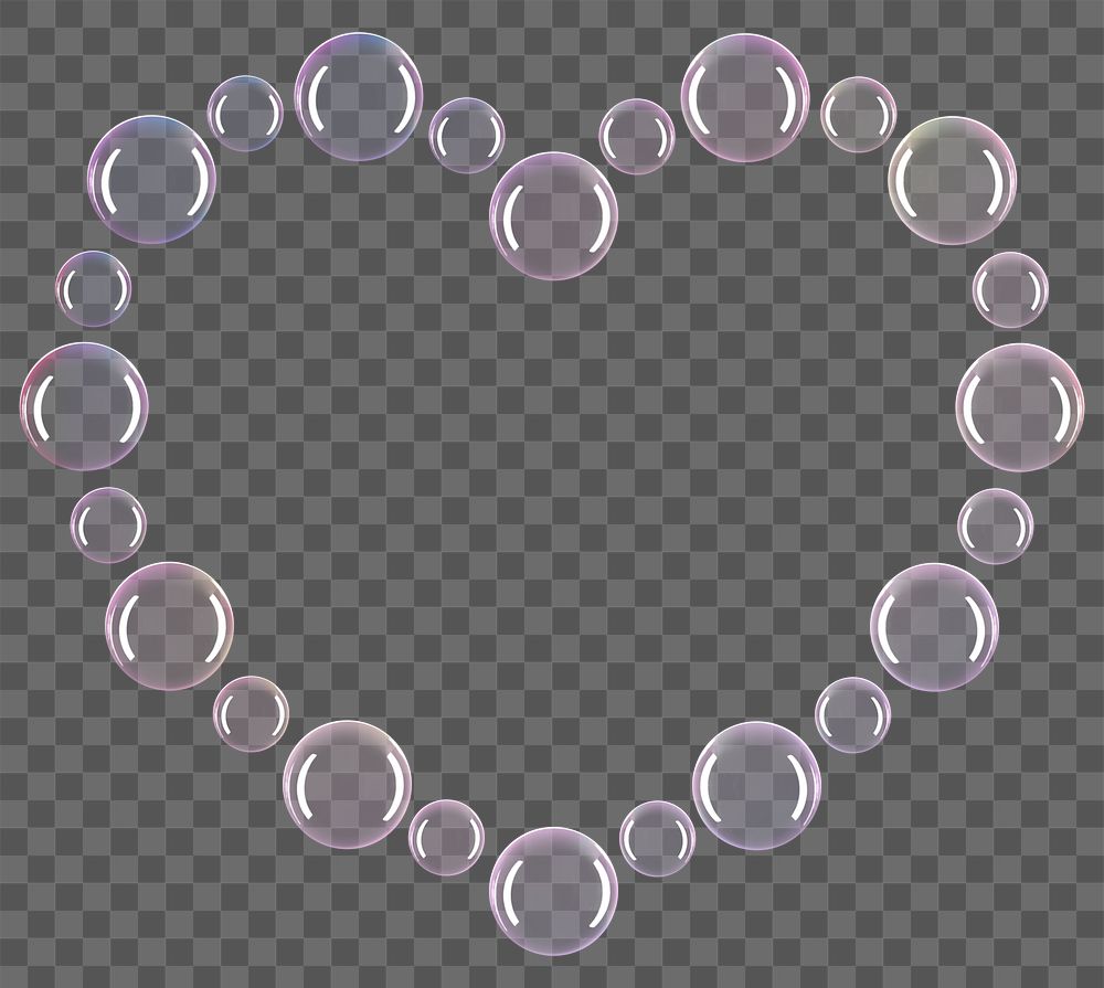 Heart shaped soap bubble frame design element