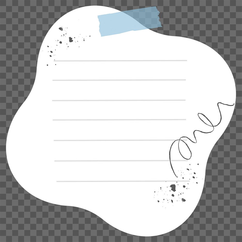 Digital note png lined paper element in memphis style