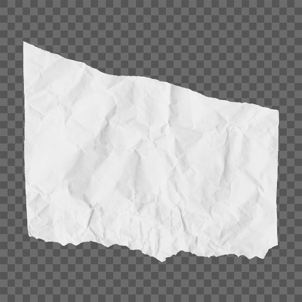 Torn crumpled png paper clipart, white collage element on transparent background