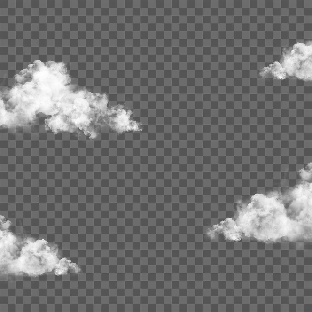 Aesthetic transparent background png, cloudy sky monotone design