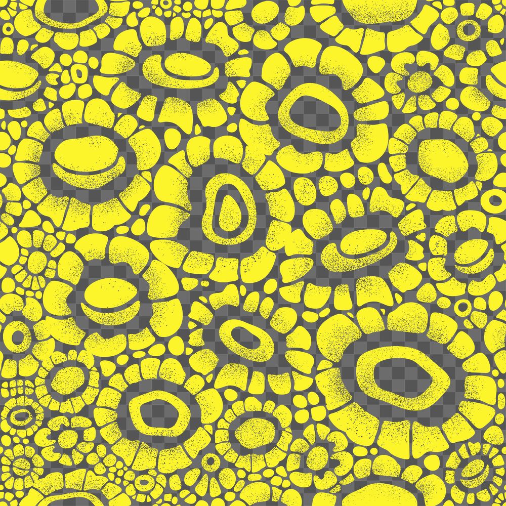African floral png pattern, transparent background, yellow design