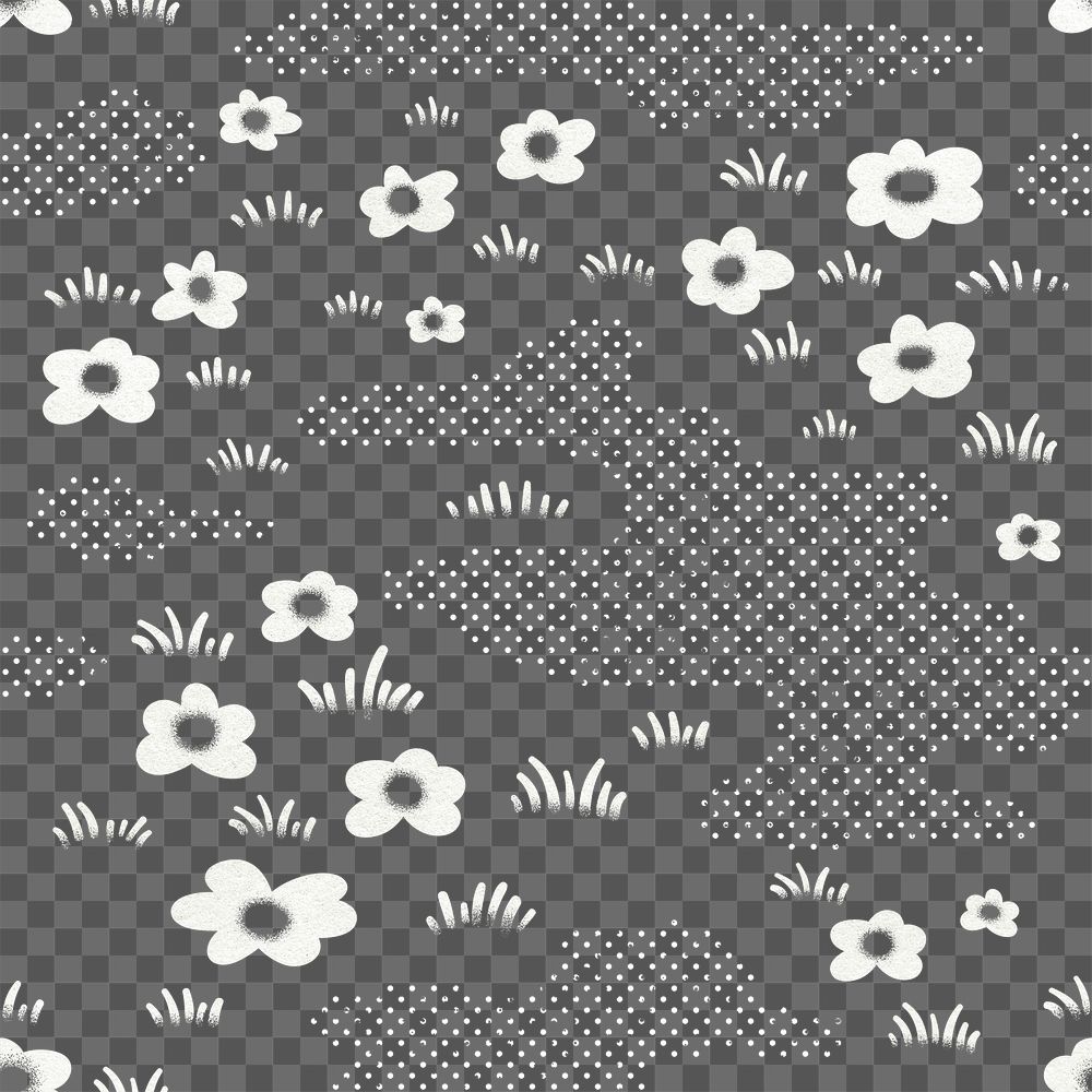 White flower png pattern, transparent background, nature design