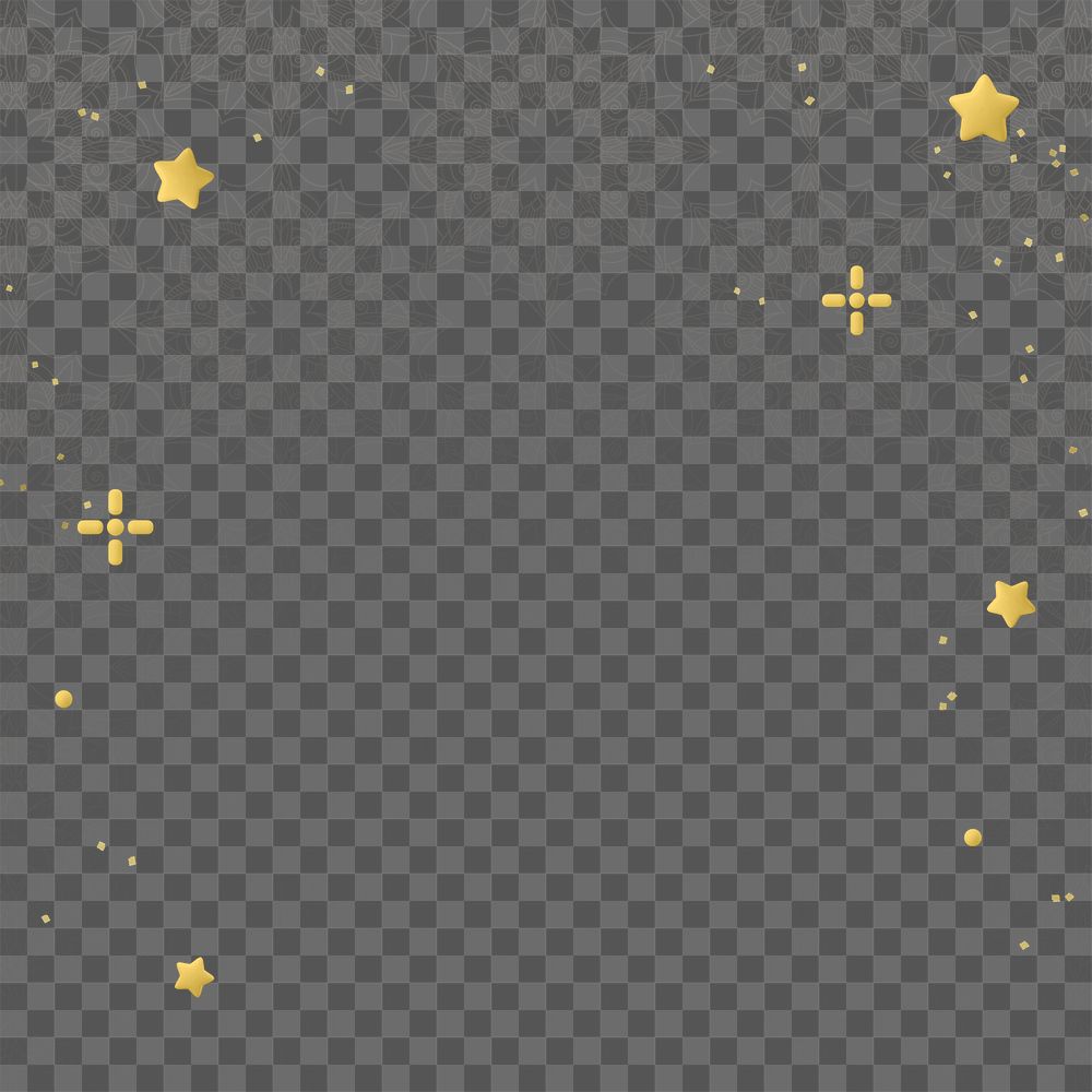 Golden stars png border frame, transparent background