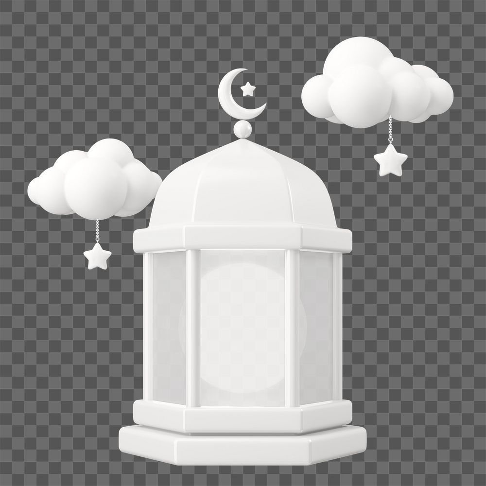 Ramadan lantern png clipart, 3D illustration on transparent background