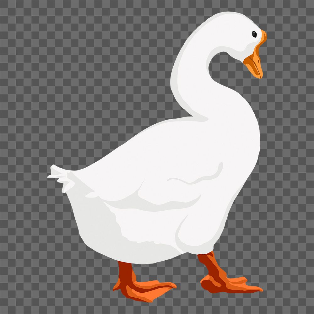 PNG white goose, animal illustration sticker, transparent background