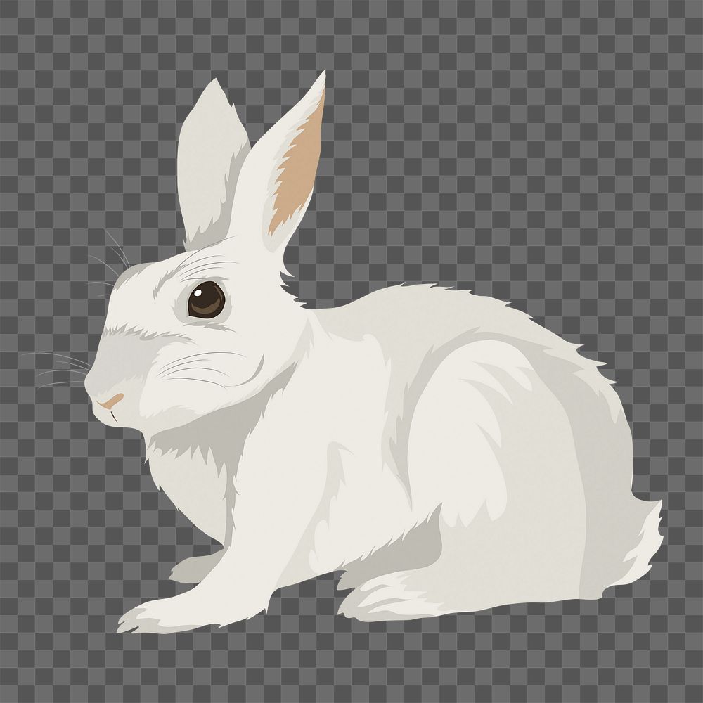 PNG white rabbit illustration sticker, transparent background