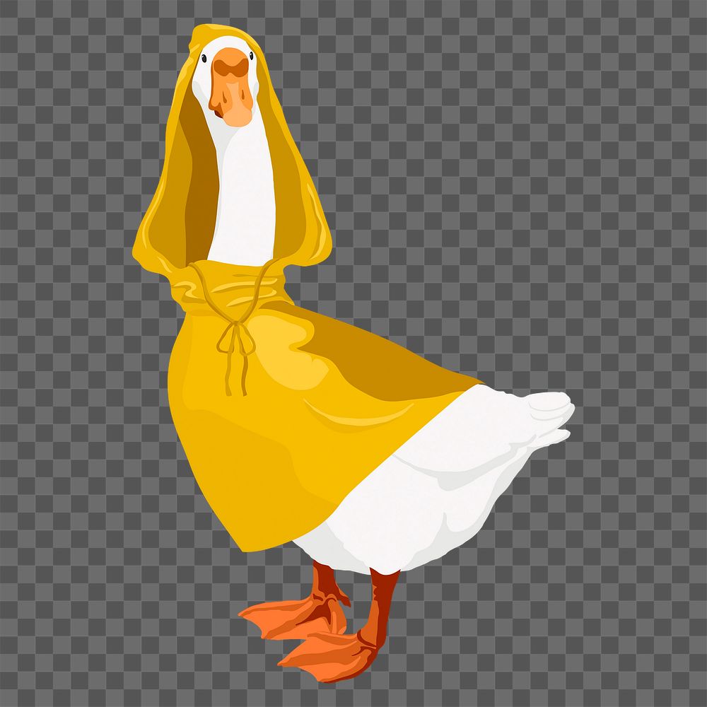 Duck png wearing raincoat, rainy day illustration sticker, transparent background