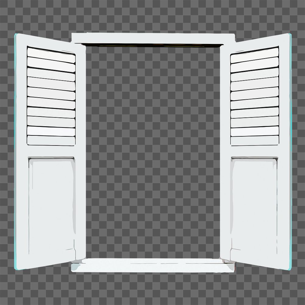 Opened window png clipart, wooden exterior illustration