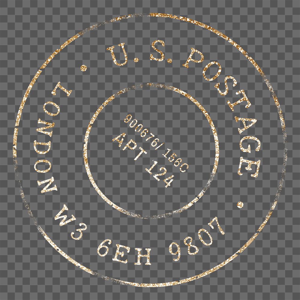 Gold postage stamp png sticker, transparent background