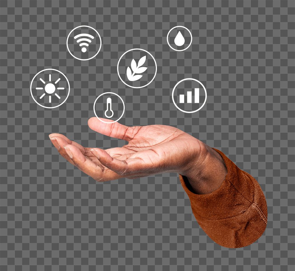 Technology png sticker, hands displaying bubble, transparent background