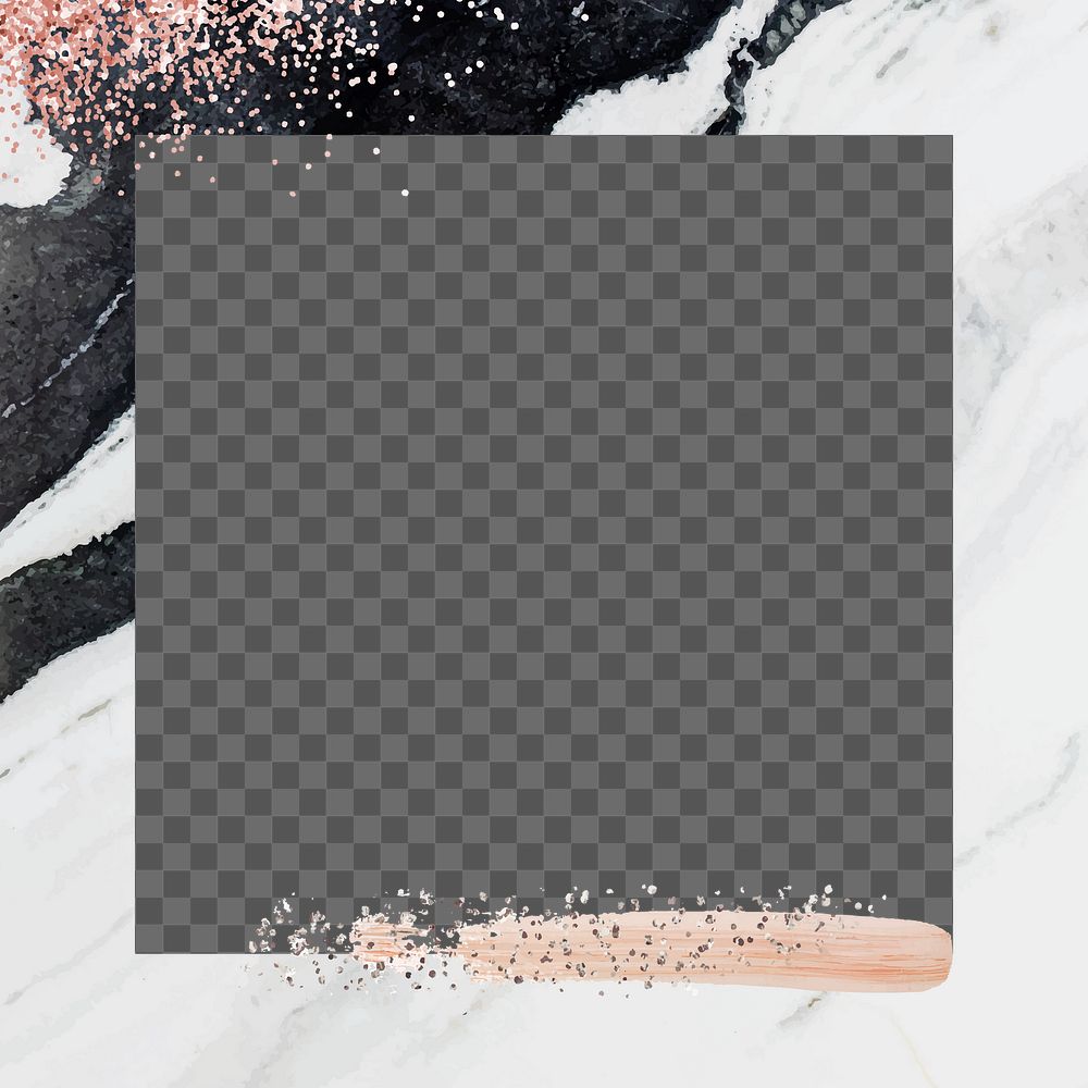 Marble frame png with feminine pink glitter