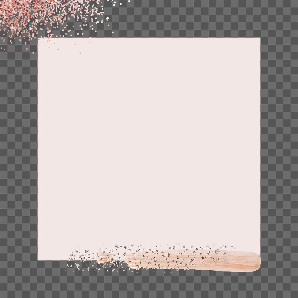 Feminine frame png with pink glitter and brush stroke 