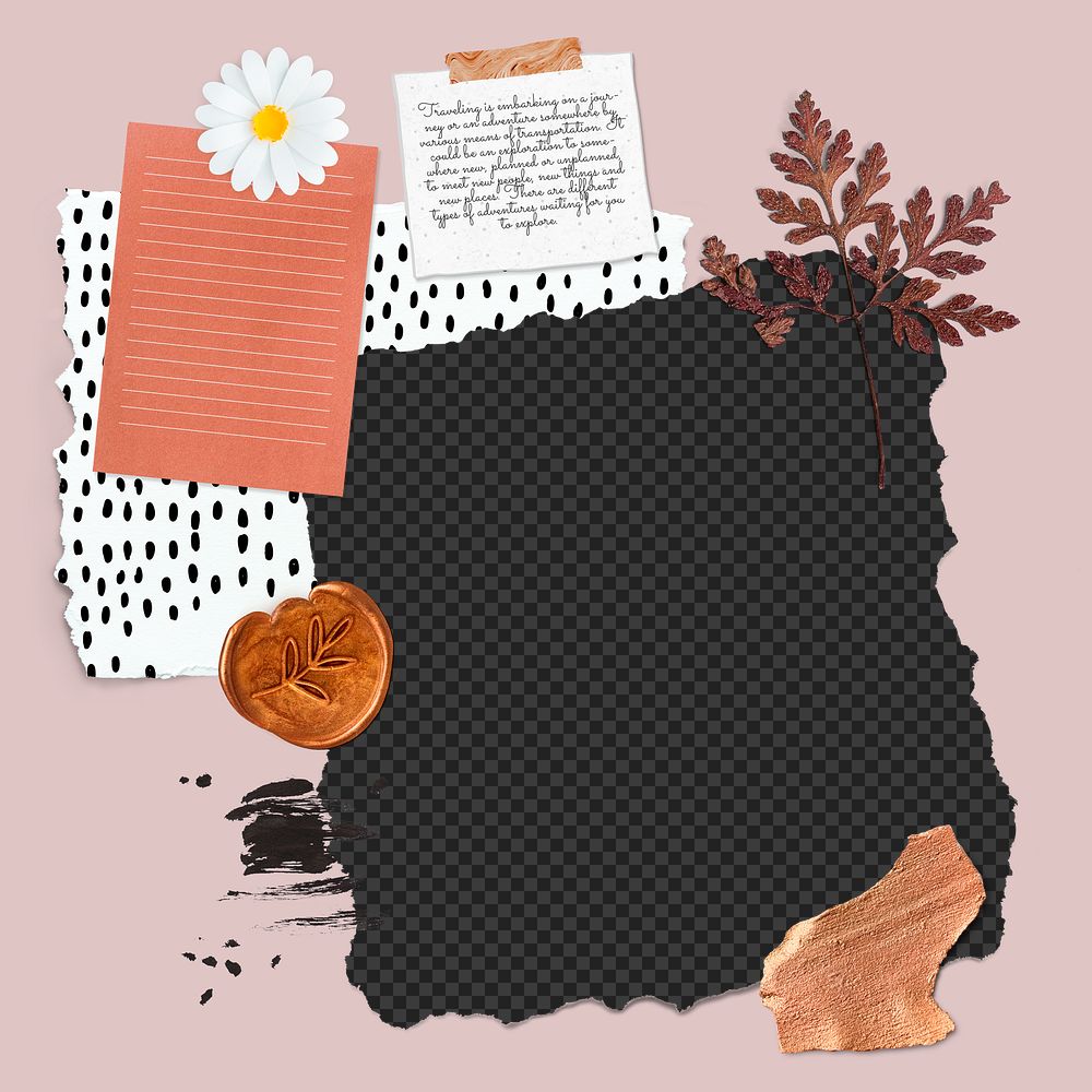 Floral feminine scrapbook collage design element