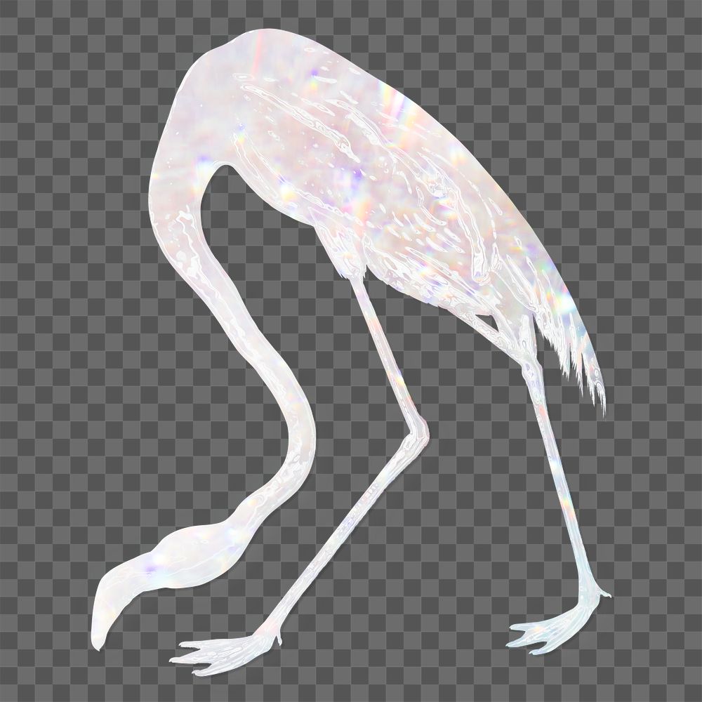Silver holographic flamingo illustration