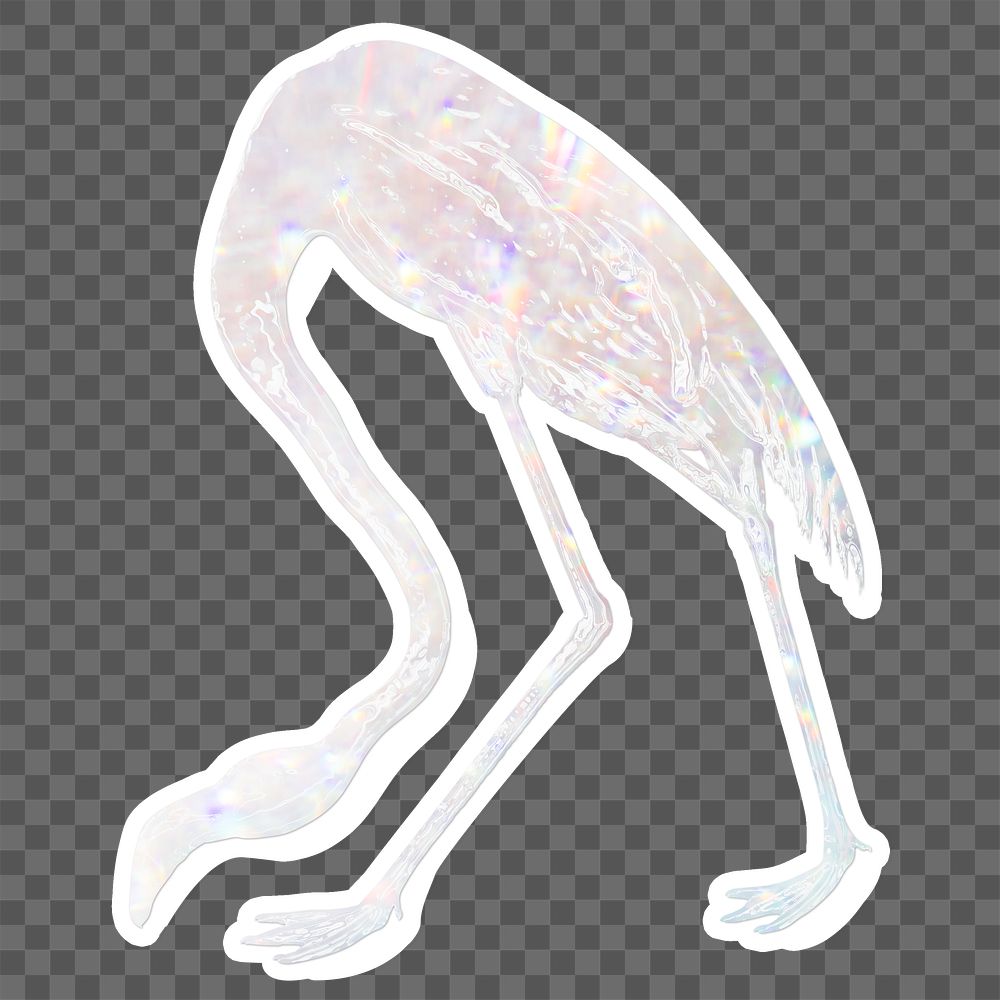 Silver holographic flamingo illustration