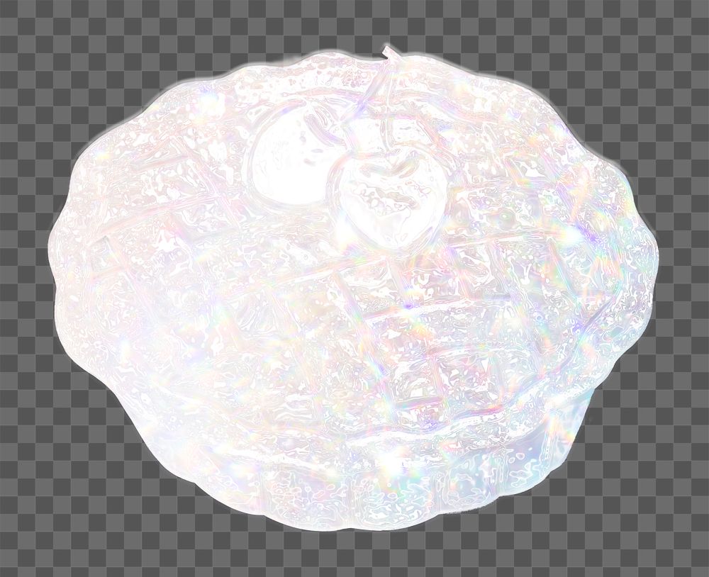 Silver holographic cherry pie design element