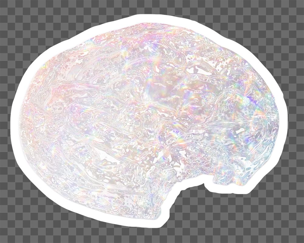 Silvery holographic cookie sticker with a white border