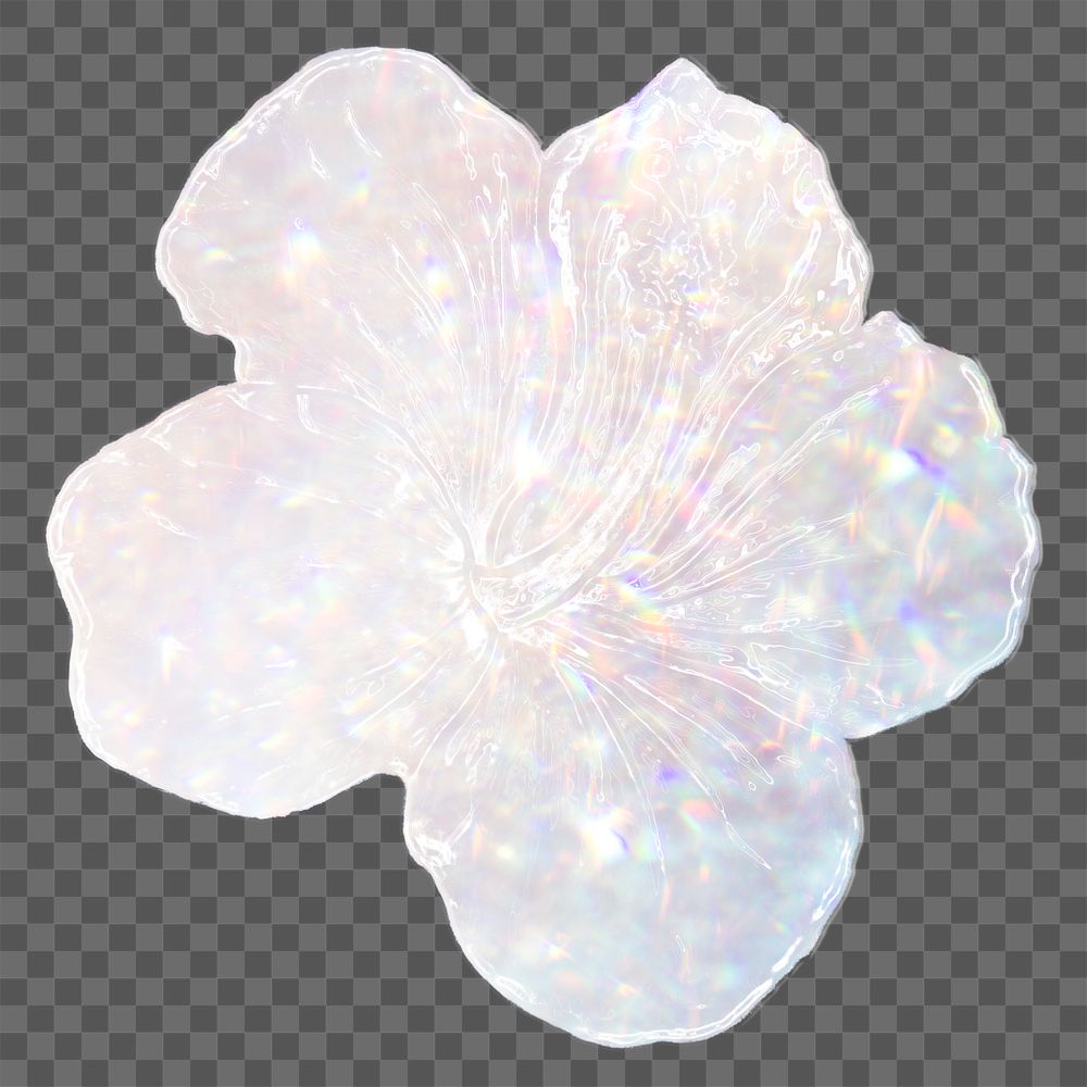 Silvery holographic hibiscus flower design element