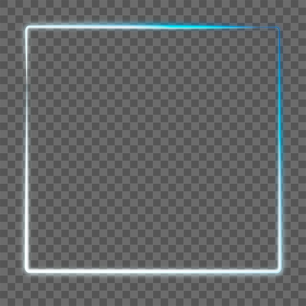 White and blue neon frame design element