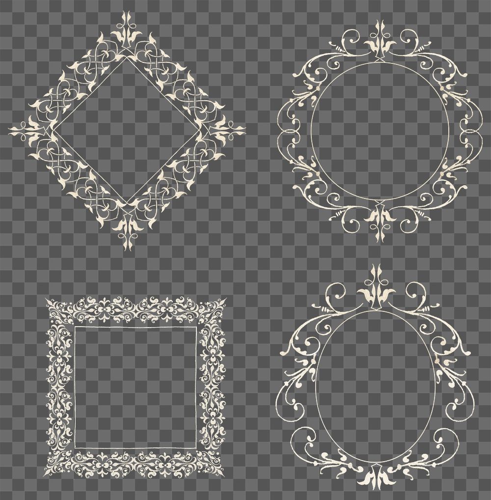 Gold filigree frame png set, remix from The Model Book of Calligraphy Joris Hoefnagel and Georg Bocskay