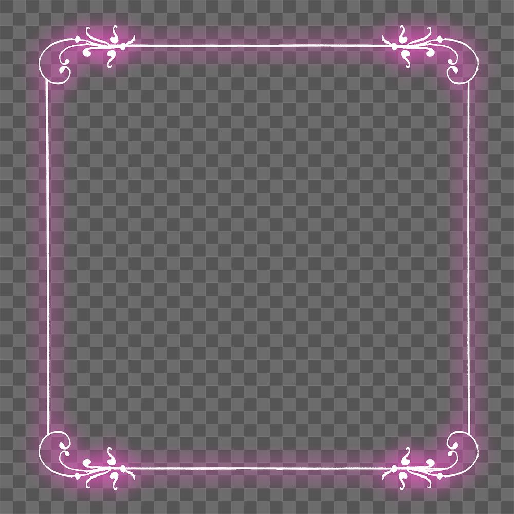 Neon purple filigree frame png