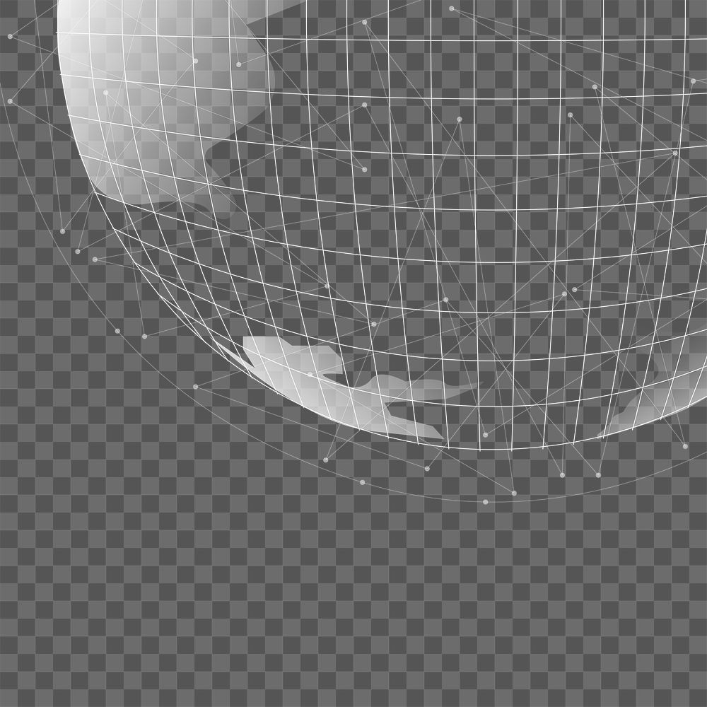 White globe digital grid png technology corporate background