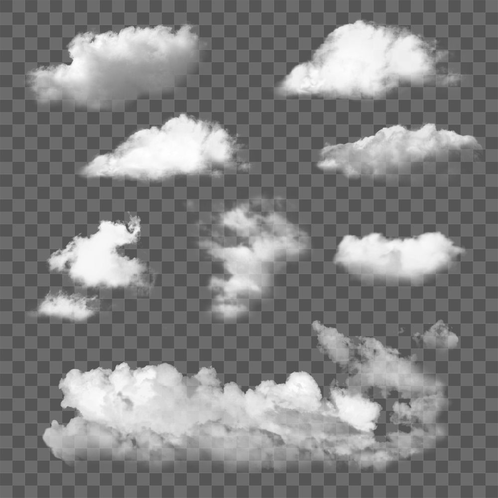 White clouds png sticker set