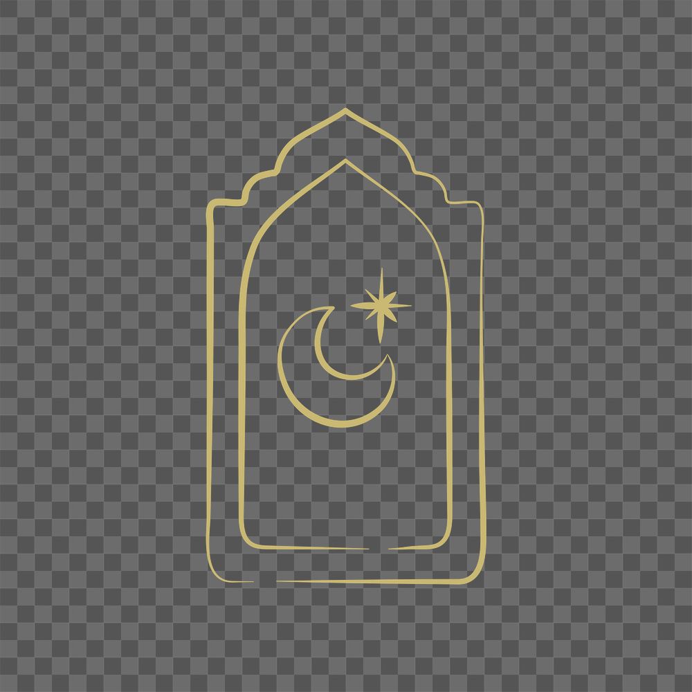 Png ramadan kareem logo with doodle star and crescent moon