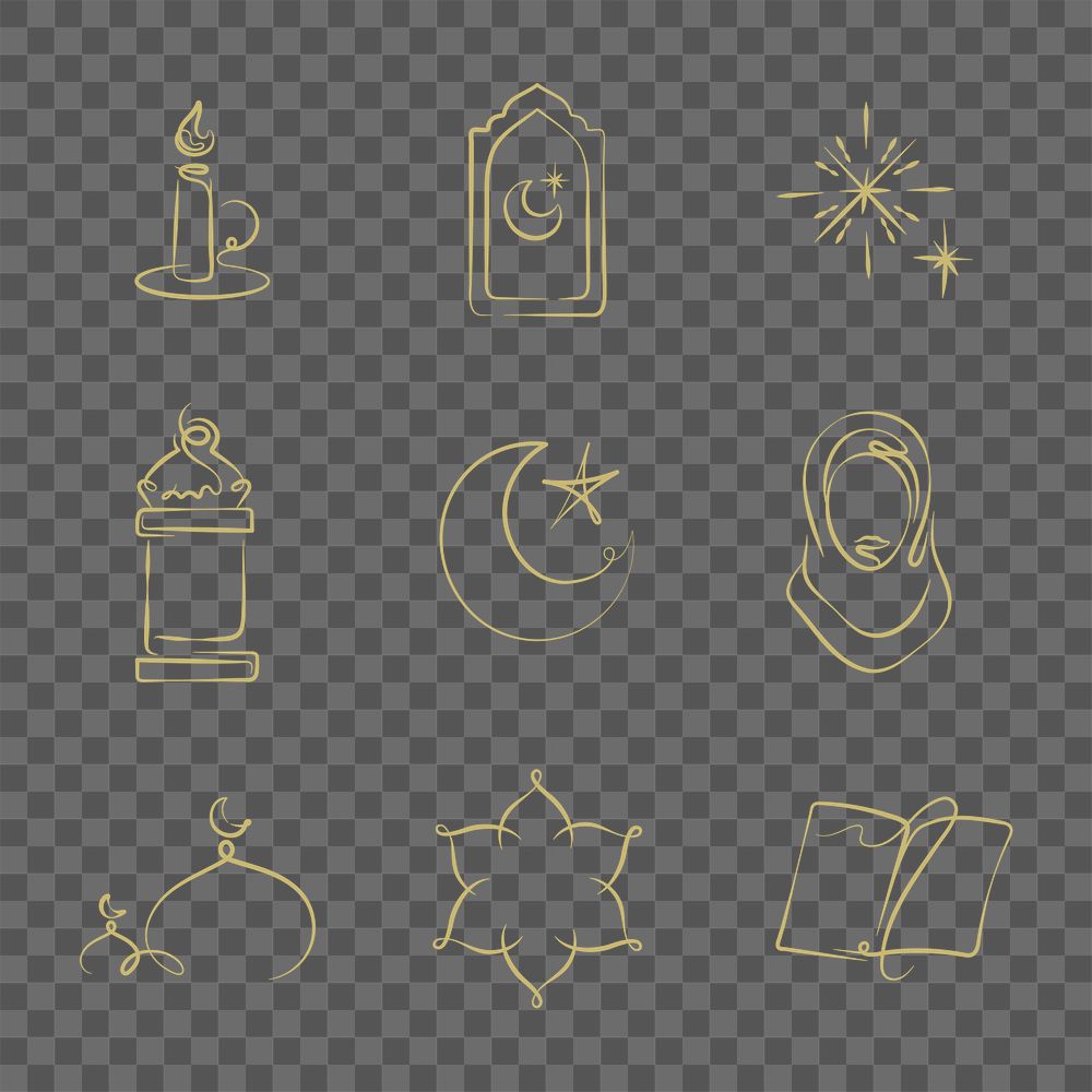 Png islamic doodle logo set