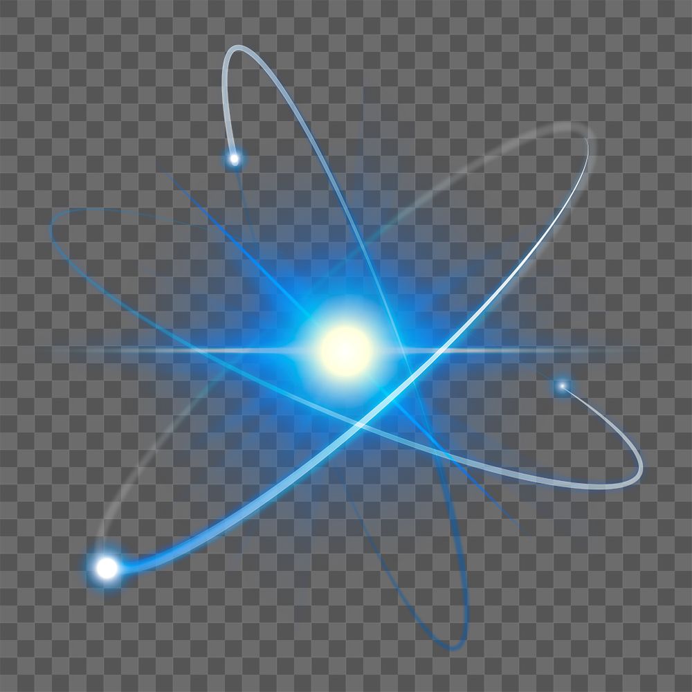 Atom science biotechnology blue png neon graphic