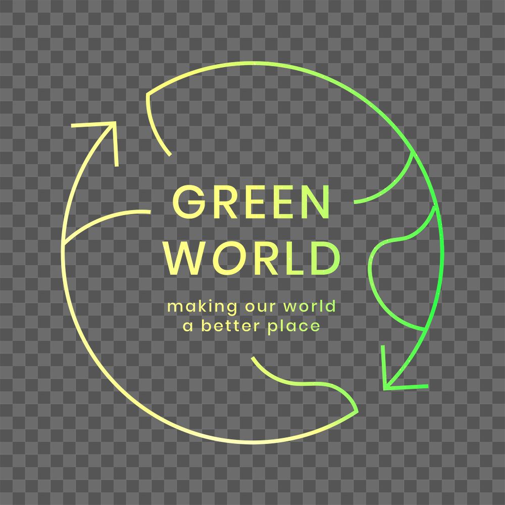 Global environmental logo png with green world text