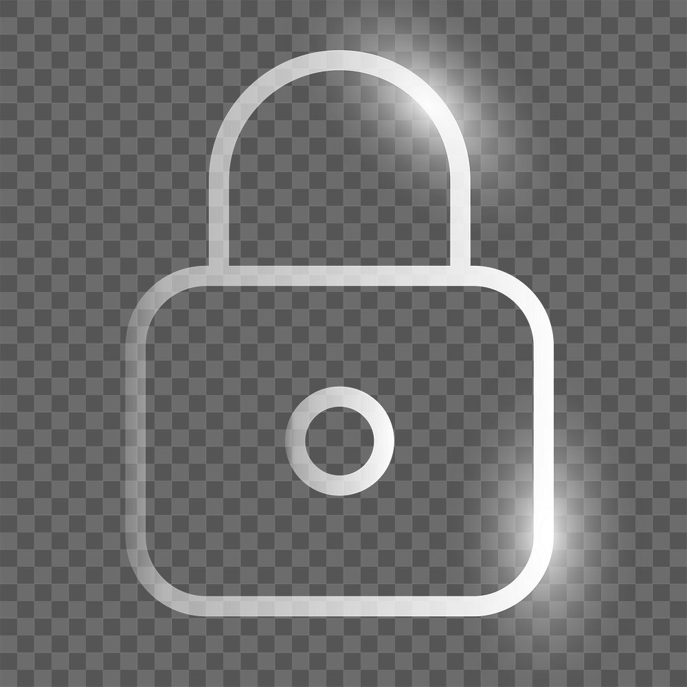 Lock feature png technology icon in silver on transparent background