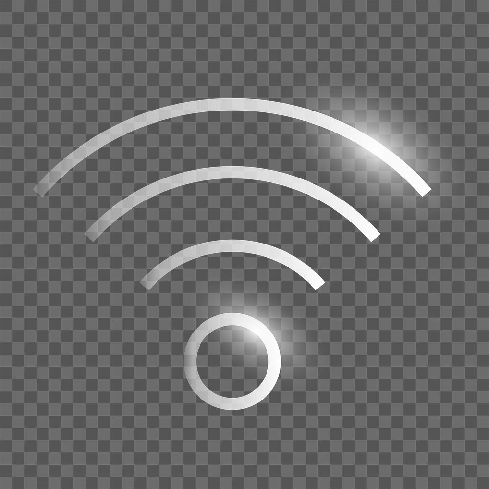 Wifi internet png technology icon in silver on transparent background