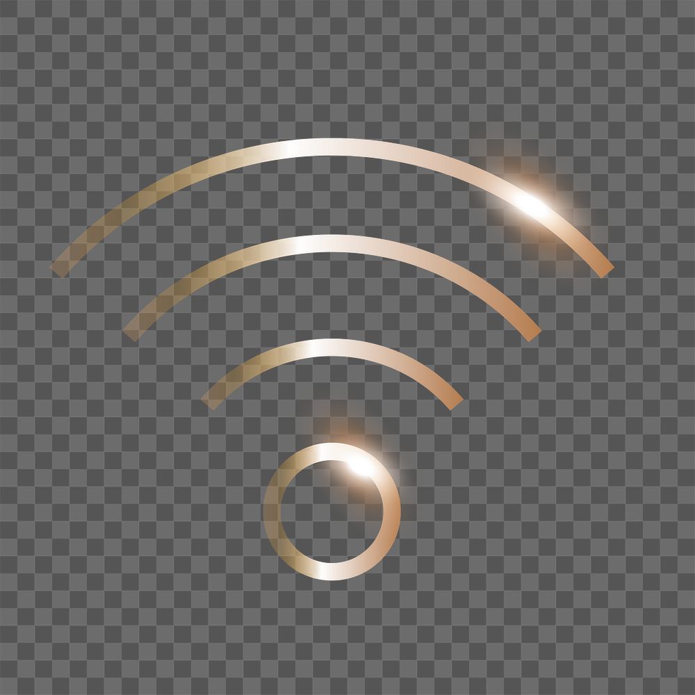 Wifi internet png technology icon in gold purple on transparent background