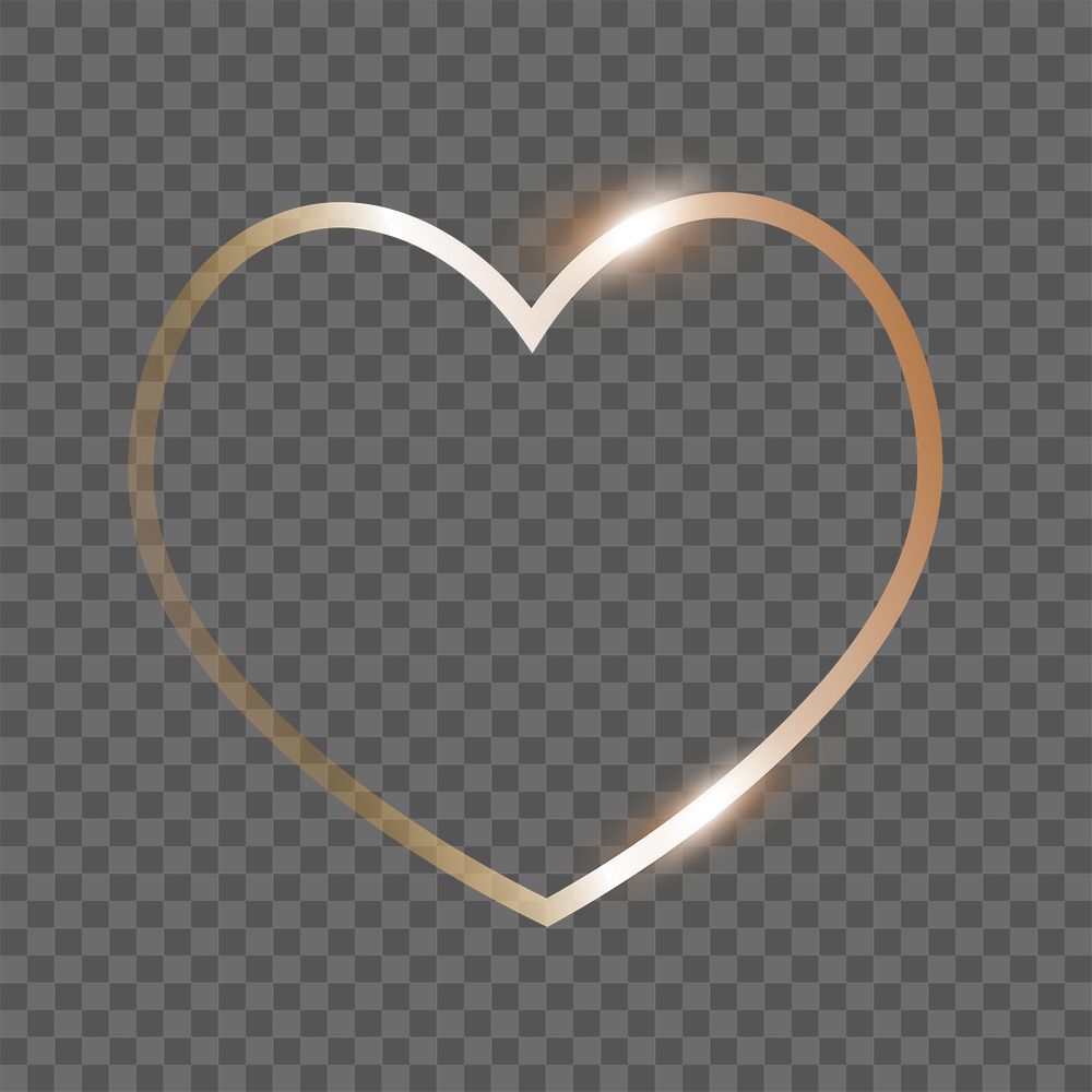 Heart png technology icon in gold on transparent background