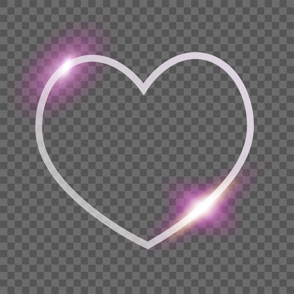 Heart png technology icon in neon purple on transparent background