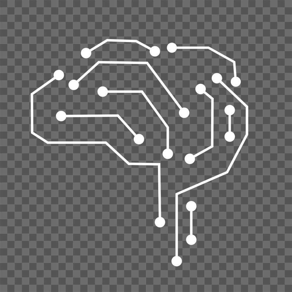 AI technology connection brain icon png in white digital transformation concept